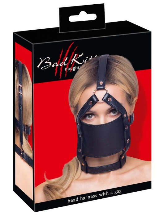 Черный намордник с кляпом-шаром Head Harness With A Gag - Orion - купить с доставкой в Костроме
