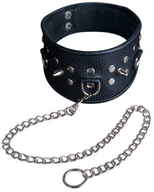Чёрный ошейник из кожи - Sitabella - купить с доставкой в Костроме