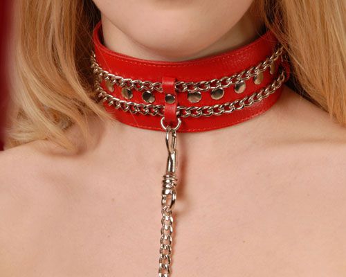 Красный ошейник с цепочками - Sitabella - купить с доставкой в Костроме