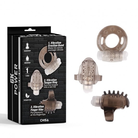 Набор из 3 дымчатых эрекционных колец с вибрацией Teasers Ring Kit - Chisa - в Костроме купить с доставкой