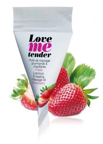Съедобное согревающее массажное масло Love Me Tender Strawberry с ароматом клубники - 10 мл. - Love to Love - купить с доставкой в Костроме