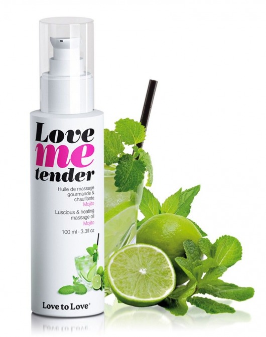Съедобное согревающее массажное масло Love Me Tender Mojito с ароматом мохито - 100 мл. - Love to Love - купить с доставкой в Костроме