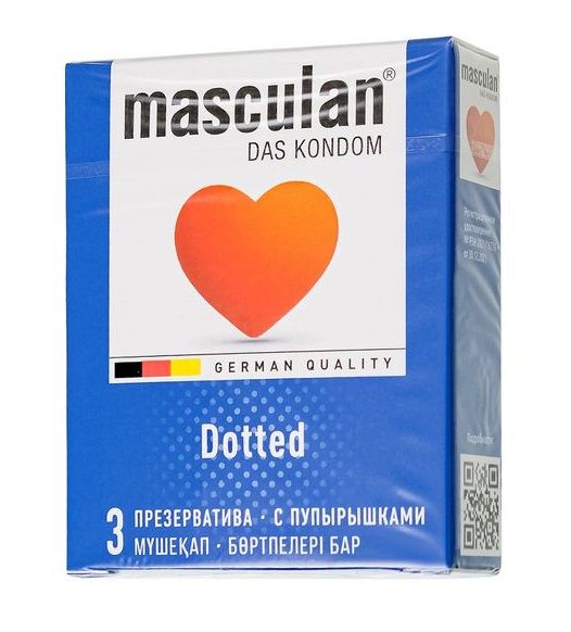 Презервативы с пупырышками Masculan Dotted - 3 шт. - Masculan - купить с доставкой в Костроме
