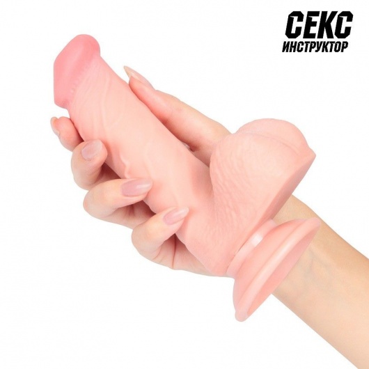 Телесный фаллоимитатор на подошве-присоске - 17,5 см. - Bior toys