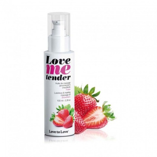 Съедобное согревающее массажное масло Love Me Tender Strawberry с ароматом клубники - 100 мл. - Love to Love - купить с доставкой в Костроме