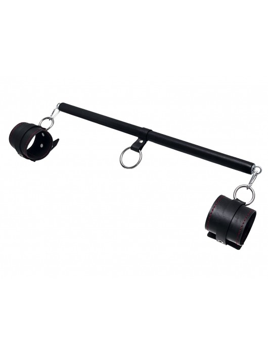 Черная распорка для ног с кожаными манжетами - Pecado - купить с доставкой в Костроме