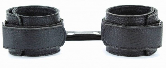 Черные кожаные оковы на липучке - БДСМ Арсенал - купить с доставкой в Костроме