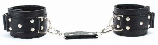 Черные кожаные оковы на липучке - БДСМ Арсенал - купить с доставкой в Костроме