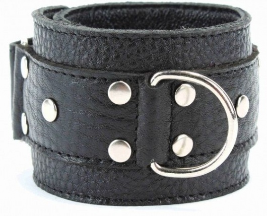 Черные кожаные оковы на липучке - БДСМ Арсенал - купить с доставкой в Костроме