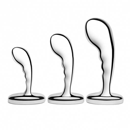 Набор из 3 стальных стимуляторов простаты Stainless Steel P-spot Training Set - b-Vibe - в Костроме купить с доставкой