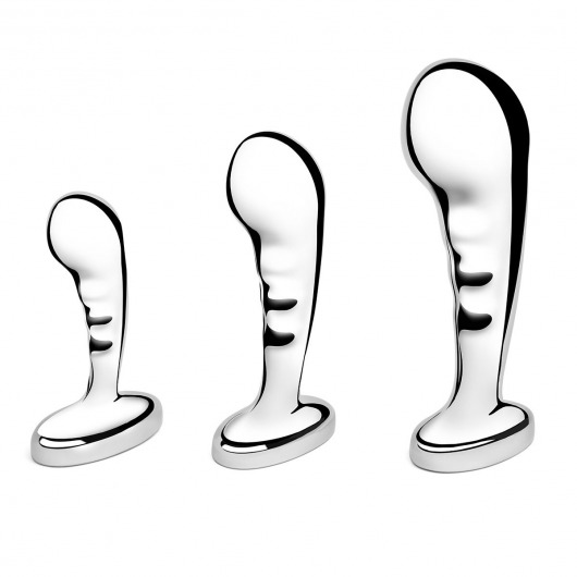 Набор из 3 стальных стимуляторов простаты Stainless Steel P-spot Training Set - b-Vibe - в Костроме купить с доставкой