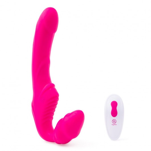 Розовый безремневой страпон на радиоуправлении Strapless Together - 22 см. - Together Toy - купить с доставкой в Костроме