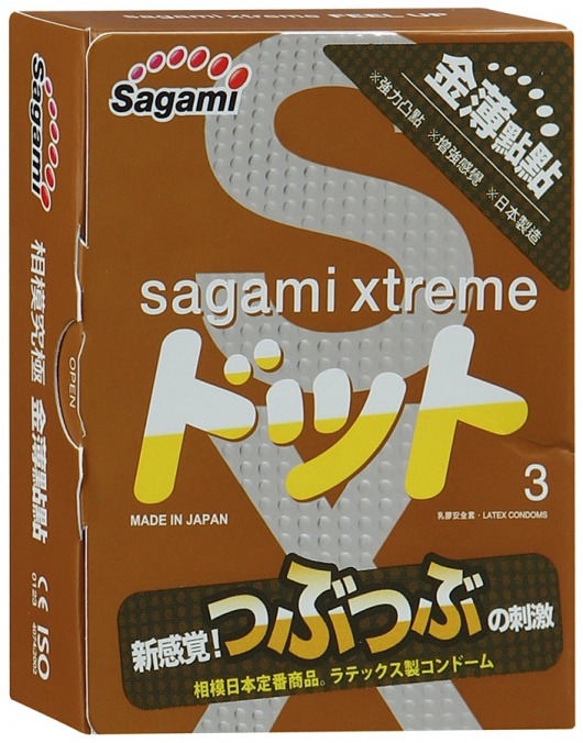 Презервативы Sagami Xtreme FEEL UP с точечной текстурой и линиями прилегания - 3 шт. - Sagami - купить с доставкой в Костроме