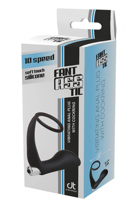 Черное эрекционное кольцо с вибропробкой Vibrating Anal Plug With Cockring - Dream Toys - в Костроме купить с доставкой