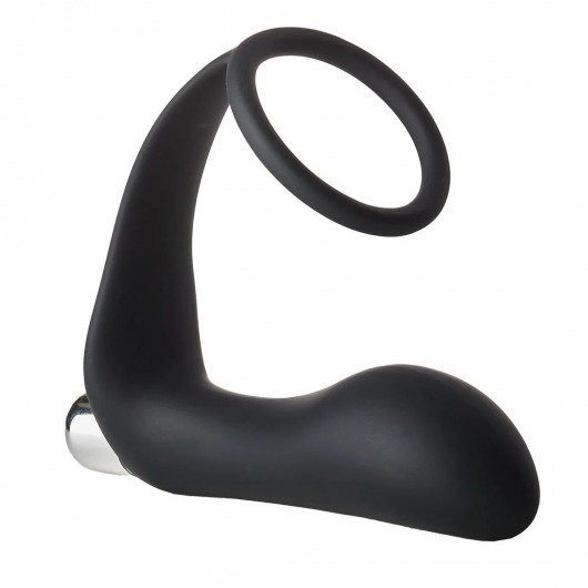 Черное эрекционное кольцо с вибропробкой Vibrating Anal Plug With Cockring - Dream Toys - в Костроме купить с доставкой