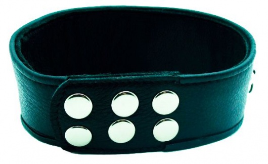 Чёрный кожаный ошейник с полукольцами и клёпками - БДСМ Арсенал - купить с доставкой в Костроме