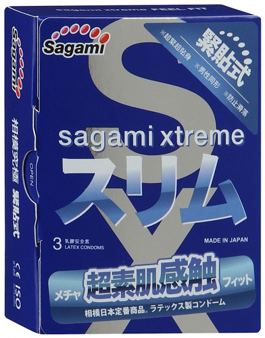 Розовые презервативы Sagami Xtreme FEEL FIT 3D - 3 шт. - Sagami - купить с доставкой в Костроме