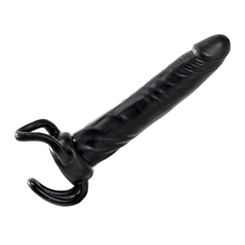 Чёрная насадка-фаллос для двойного проникновения INFLATABLE DILDO SLIM DONG  - 13,5 см. - Toyz4lovers - в Костроме купить с доставкой