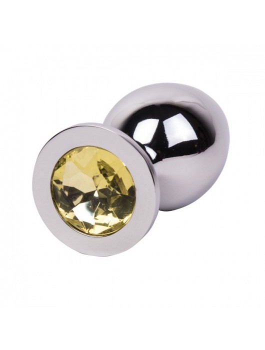 Большой стальной плаг с желтым кристаллом Sweet Lemon - 9,5 см. - Erotic Fantasy - купить с доставкой в Костроме