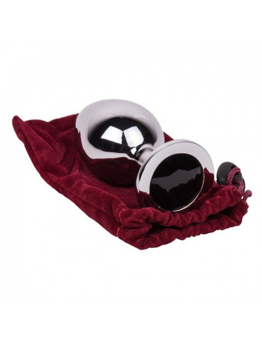 Большой стальной плаг с черным кристаллом Black Rave - 9,5 см. - Erotic Fantasy - купить с доставкой в Костроме