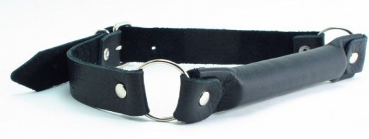 Черный кожаный кляп-трензель на кольцах - БДСМ Арсенал - купить с доставкой в Костроме