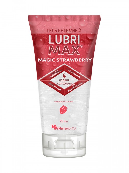 Интимный гель-смазка на водной основе Lubrimax Magic Strawberry - 75 мл. - ИнтелБИО - купить с доставкой в Костроме