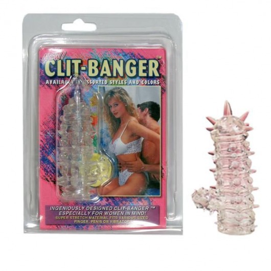 Прозрачная насадка с шипами и клиторальной шишечкой CLIT-BANGER SLEEVE IN CLEAR - Tonga - в Костроме купить с доставкой