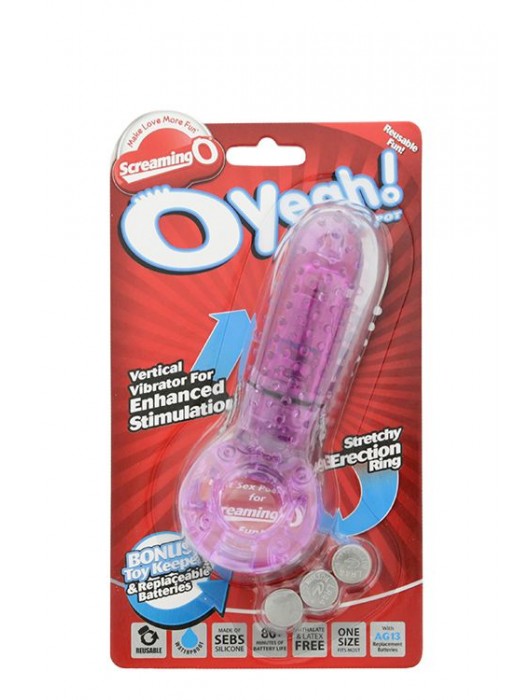 Фиолетовое эрекционное кольцо с вибрацией и пальчиком OYEAH PURPLE - Screaming O - в Костроме купить с доставкой