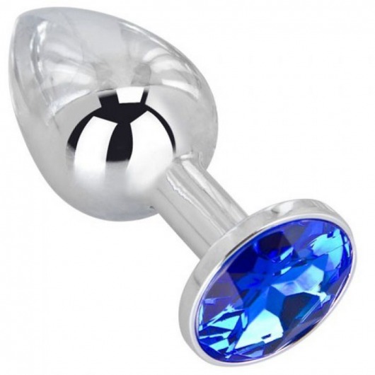 Анальное украшение BUTT PLUG  Small с синим кристаллом - 7 см. - Anal Jewelry Plug - купить с доставкой в Костроме
