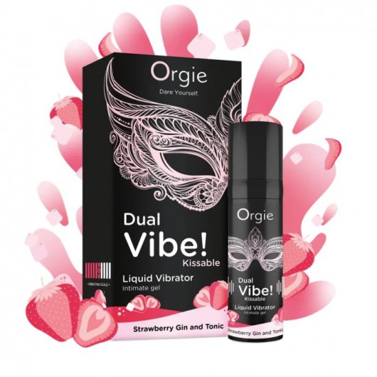 Съедобный жидкий вибратор Dual Vibe! со вкусом клубничного джина с тоником - 15 мл. - ORGIE - купить с доставкой в Костроме