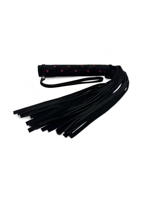 Черная замшевая плеть с красными точками на рукояти Red dot Princess - 43 см. - БДСМ Арсенал - купить с доставкой в Костроме