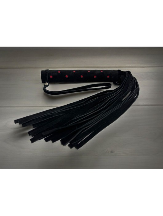 Черная замшевая плеть с красными точками на рукояти Red dot Princess - 43 см. - БДСМ Арсенал - купить с доставкой в Костроме