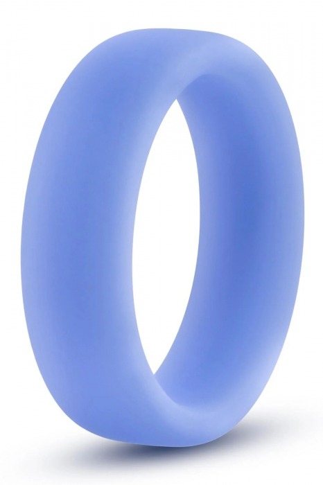 Голубое люминесцентное кольцо Silicone Glo Cock Ring - Blush Novelties - в Костроме купить с доставкой