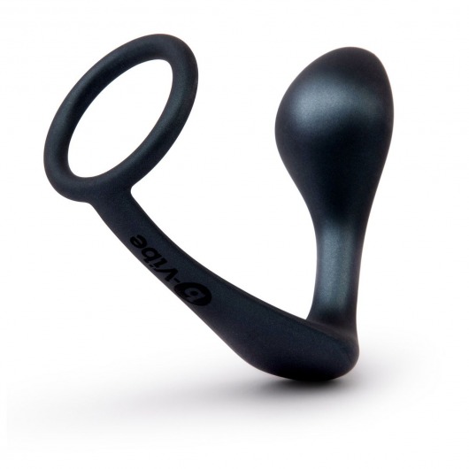 Черное эрекционное кольцо со стимулятором простаты Ringer Cock Ring   Plug - b-Vibe - в Костроме купить с доставкой