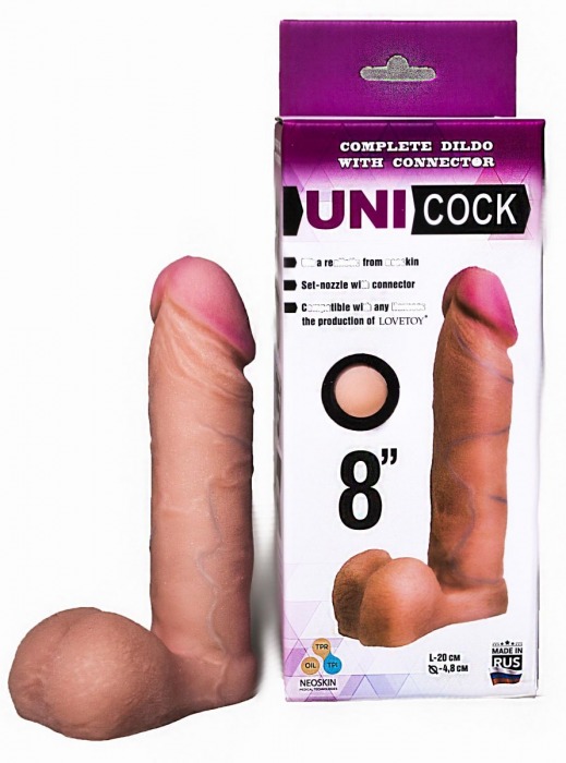 Фаллическая насадка для страпона UNICOCK 8  - 20 см. - LOVETOY (А-Полимер) - купить с доставкой в Костроме