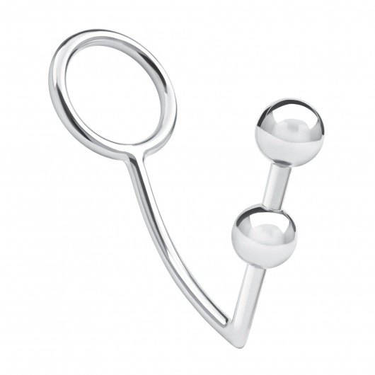 Кольцо на пенис с анальным стимулятором Two Bead Stainless Steel Anal Hook   Cock Ring - BlueLine - в Костроме купить с доставкой