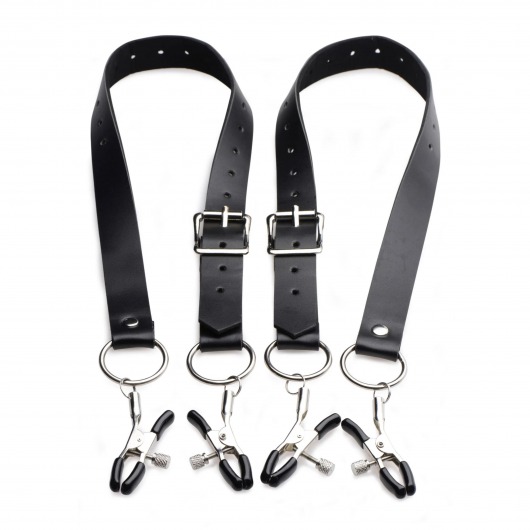 Ремни с зажимами для половых губ Spread Labia Spreader Straps with Clamps - XR Brands - купить с доставкой в Костроме