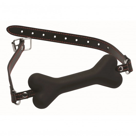 Черный кляп в форме косточки Hound Adjustable Dog Bone Gag - XR Brands - купить с доставкой в Костроме