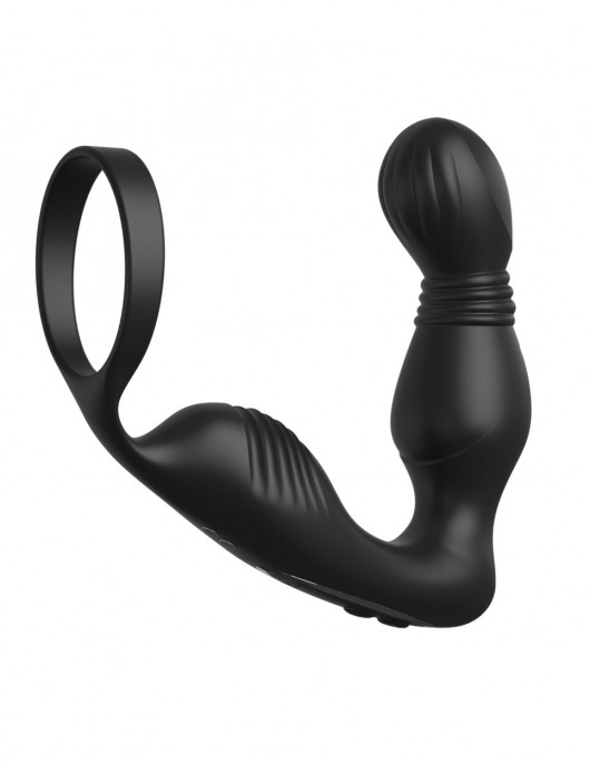 Черный вибростимулятор простаты с эрекционным кольцом Ass-Gasm Pro P-Spot Milker - Pipedream - в Костроме купить с доставкой