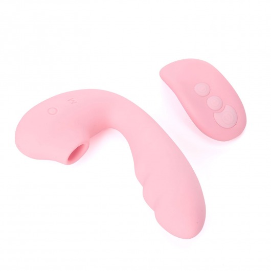 Розовый вибратор Tara с вакуумной стимуляцией и пультом ДУ - BeYourLover