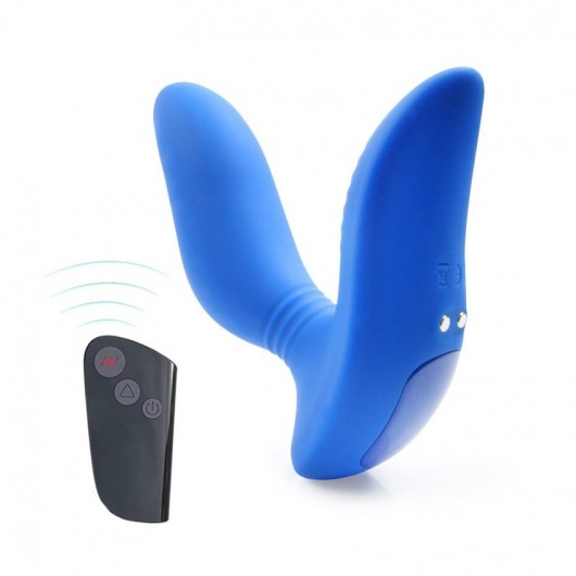 Синий вибромассажер простаты 3,5’’ Remote Control Curve P-spot Massager - 12 см. - Erokay - в Костроме купить с доставкой