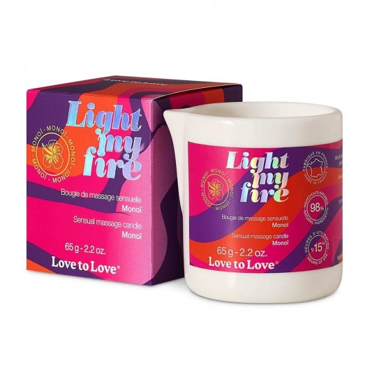 Массажная свеча Light My Fire с ароматом моной - 80 мл. - Love to Love - купить с доставкой в Костроме