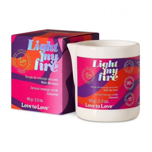 Массажная свеча Light My Fire Coconut с ароматом кокоса - 65 гр. - Love to Love - купить с доставкой в Костроме