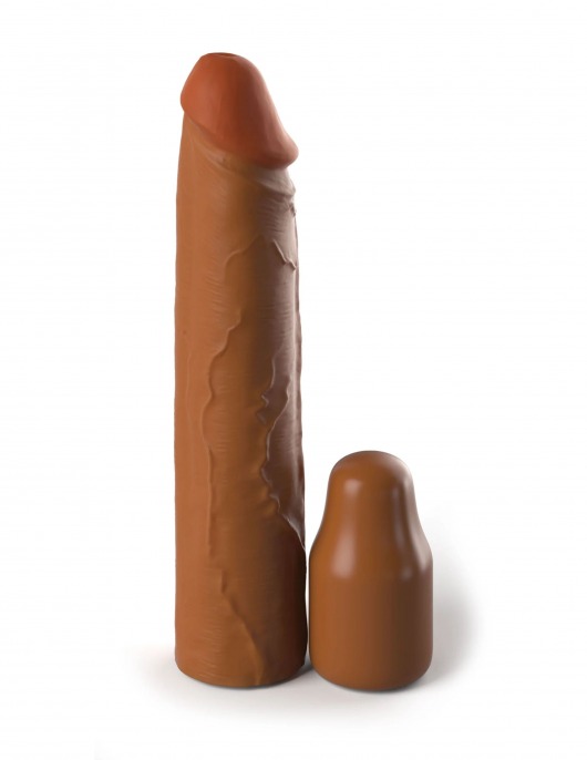 Коричневая насадка на член 2  Silicone X-tension - 20,3 см. - Pipedream - в Костроме купить с доставкой