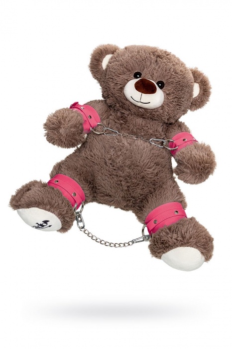 Бондажный набор: бурый мишка с розовыми оковами и наручниками - Pecado - купить с доставкой в Костроме