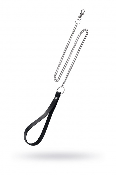 Поводок с ручкой из черной натуральной кожи и карабином для ошейника - Pecado - купить с доставкой в Костроме