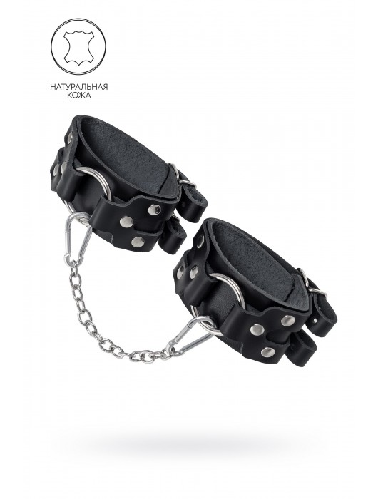 Черные кожаные оковы с двумя ремешками - Pecado - купить с доставкой в Костроме