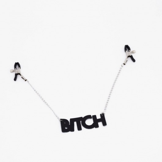 Зажимы на соски с кожаной подвеской Bitch - Crazy Handmade - купить с доставкой в Костроме