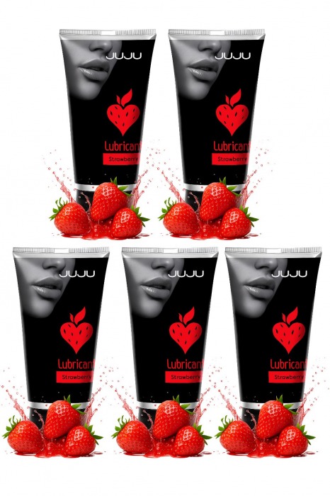 Набор из 5 съедобных лубрикантов JUJU со вкусом клубники - JuJu - купить с доставкой в Костроме