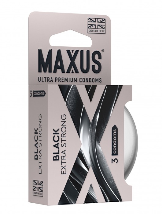 Черные утолщенные презервативы MAXUS Extra Strong с железным кейсом - 3 шт. - Maxus - купить с доставкой в Костроме